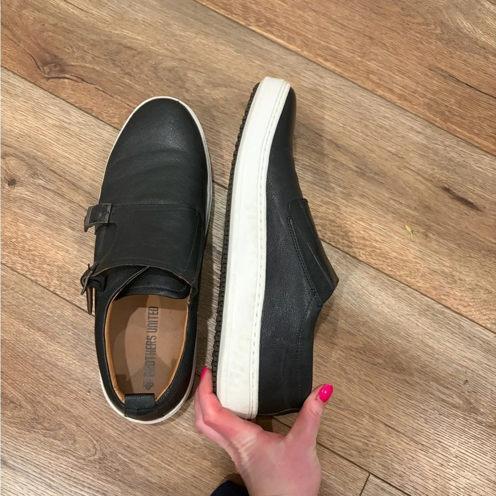 Brothers United Men's Leather Luxury Double Monk Slip-On Sneaker